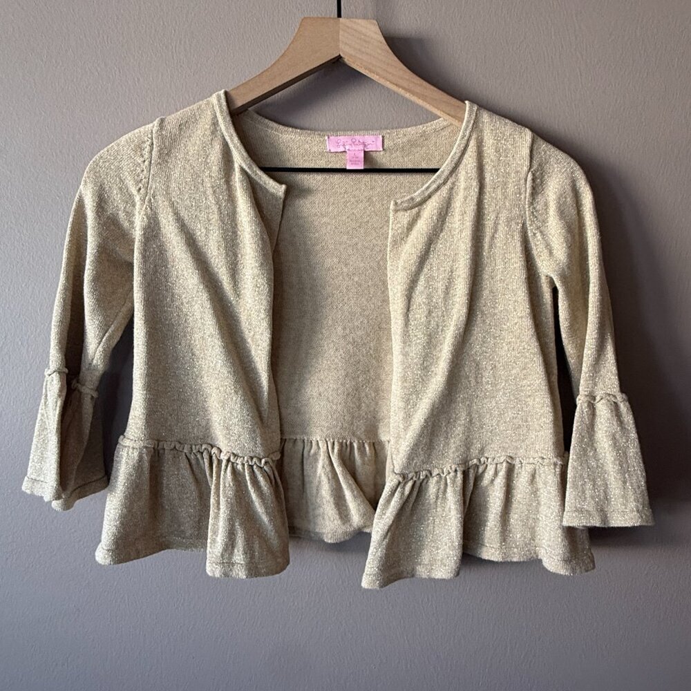 Youth Girl's L Lilly Pulitzer Gold Langley Sweater - Picture 3 of 8